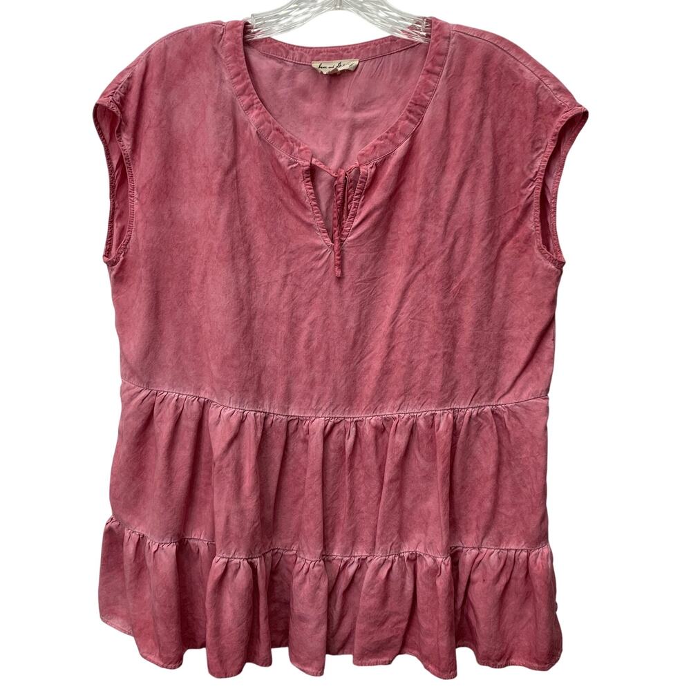Jane and Delancey Womens Sz Medium Pink Flowy Cap Short Sleeve Shirt Top
